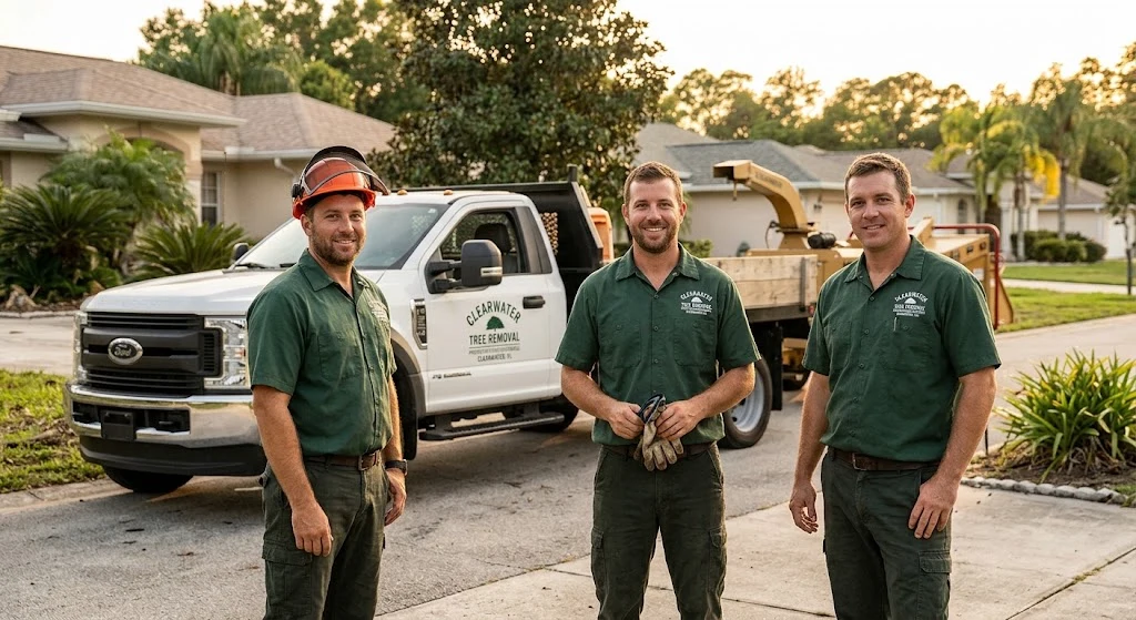 Owner of Clearwater Tree Removal on a job site in a company shirt